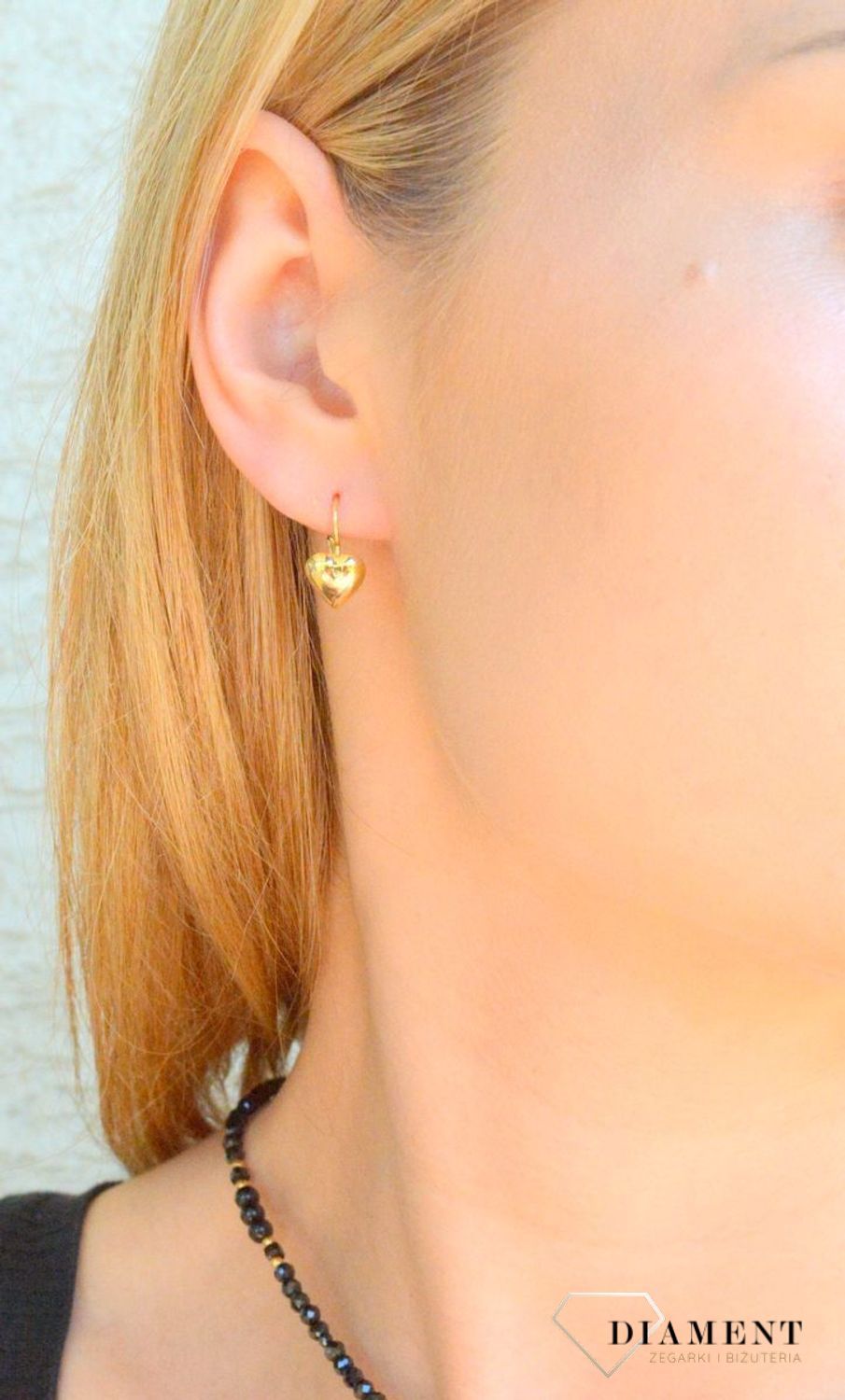 Złote kolczyki damskie 585 gładkie Serca KL 3426.jpg